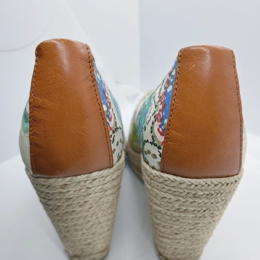 Nine West Vintage American Collection Colorful Summer Wedge Espadrilles Sz 10